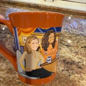 Orange Ceramic Mug with Illustrated Design